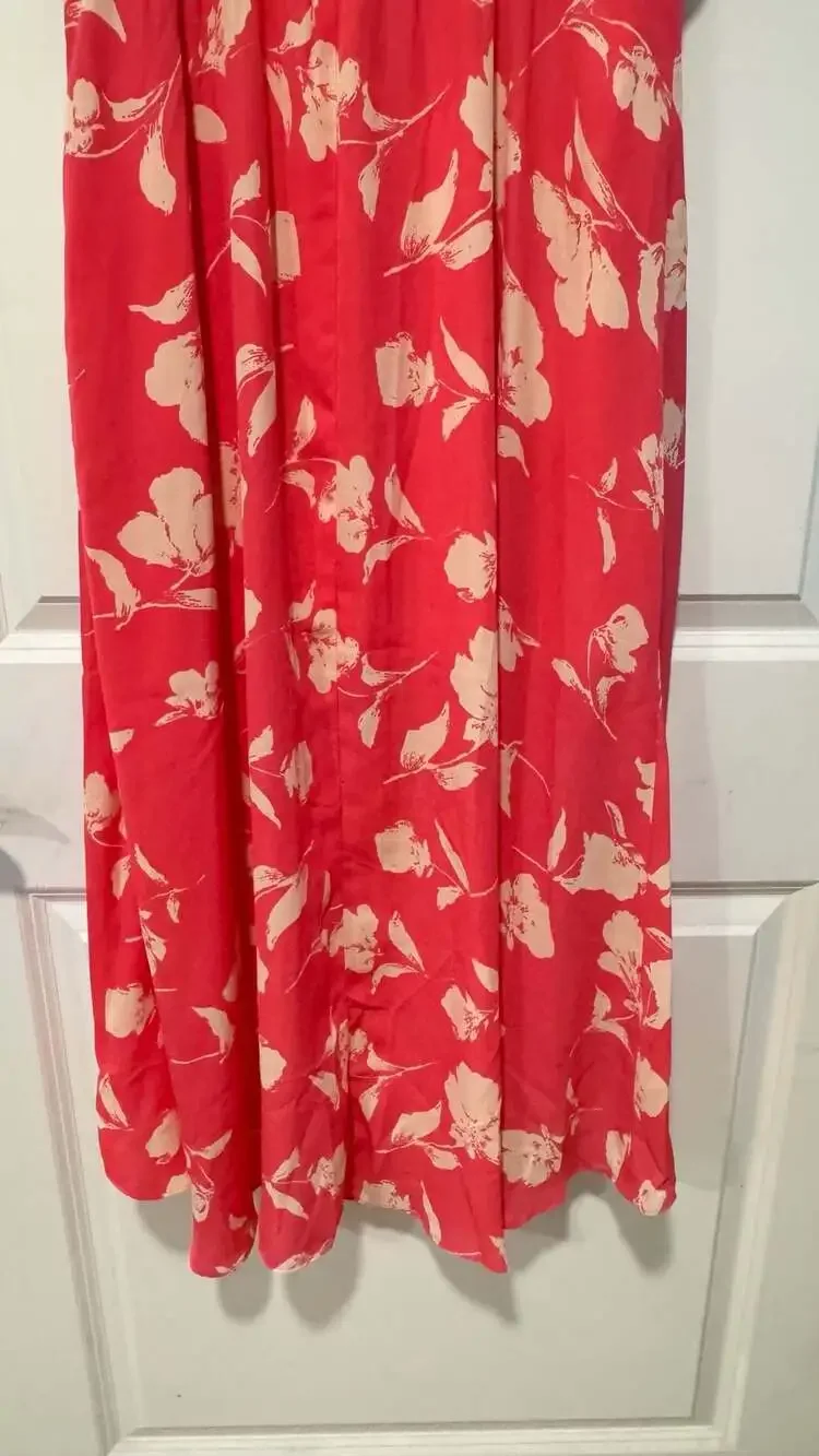 Barbiecore Pink Floral Wrap Midi Dress Coquette Cottagecore Vacation